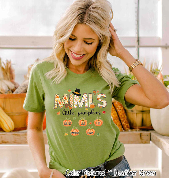 Little Pumpkins Grandkids Names Fall Thanksgiving Tee