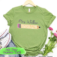 Personalized Zen Floral Pencil Back To School Name Tee