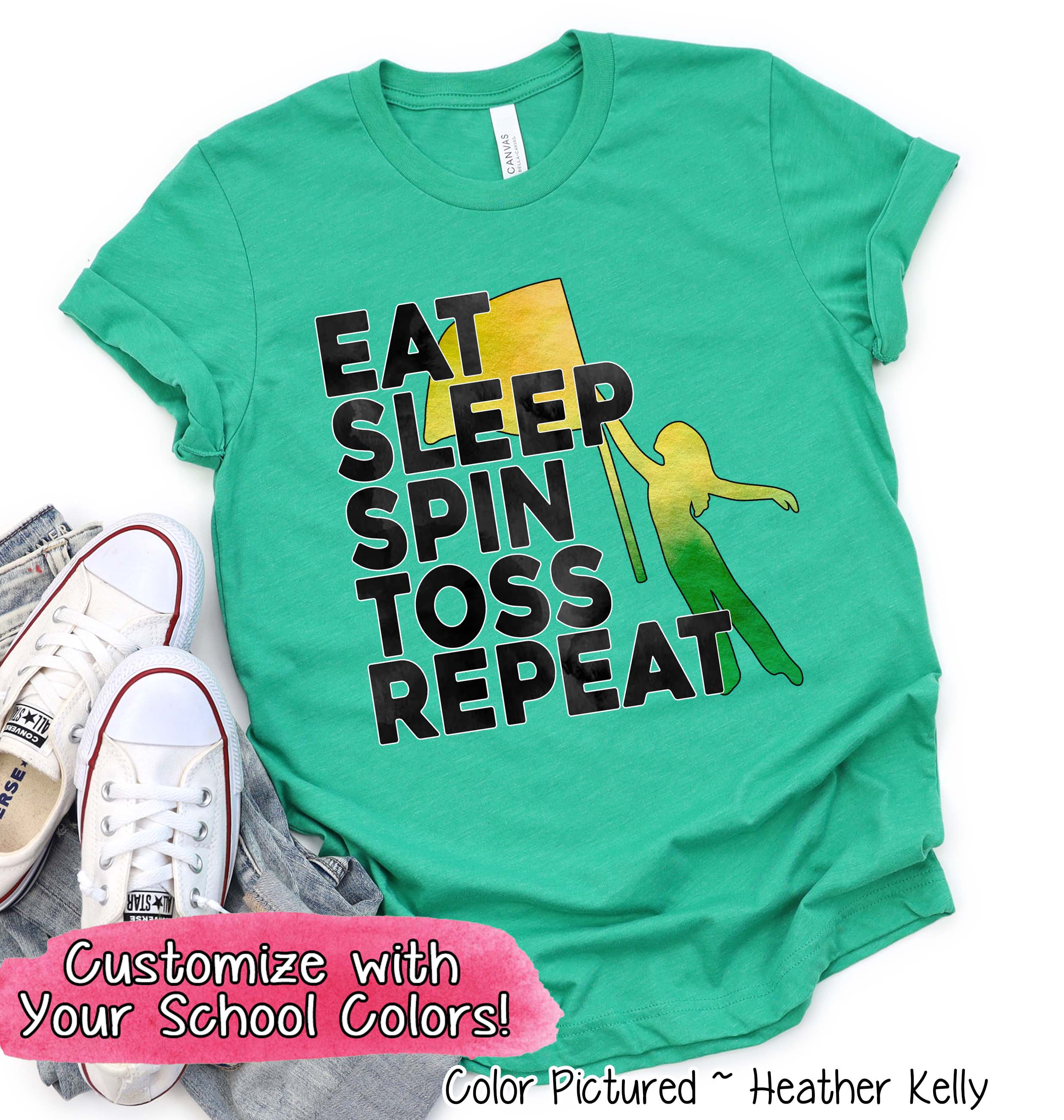 Personalized Eat Sleep Spin Toss Repeat Color Guard Tee