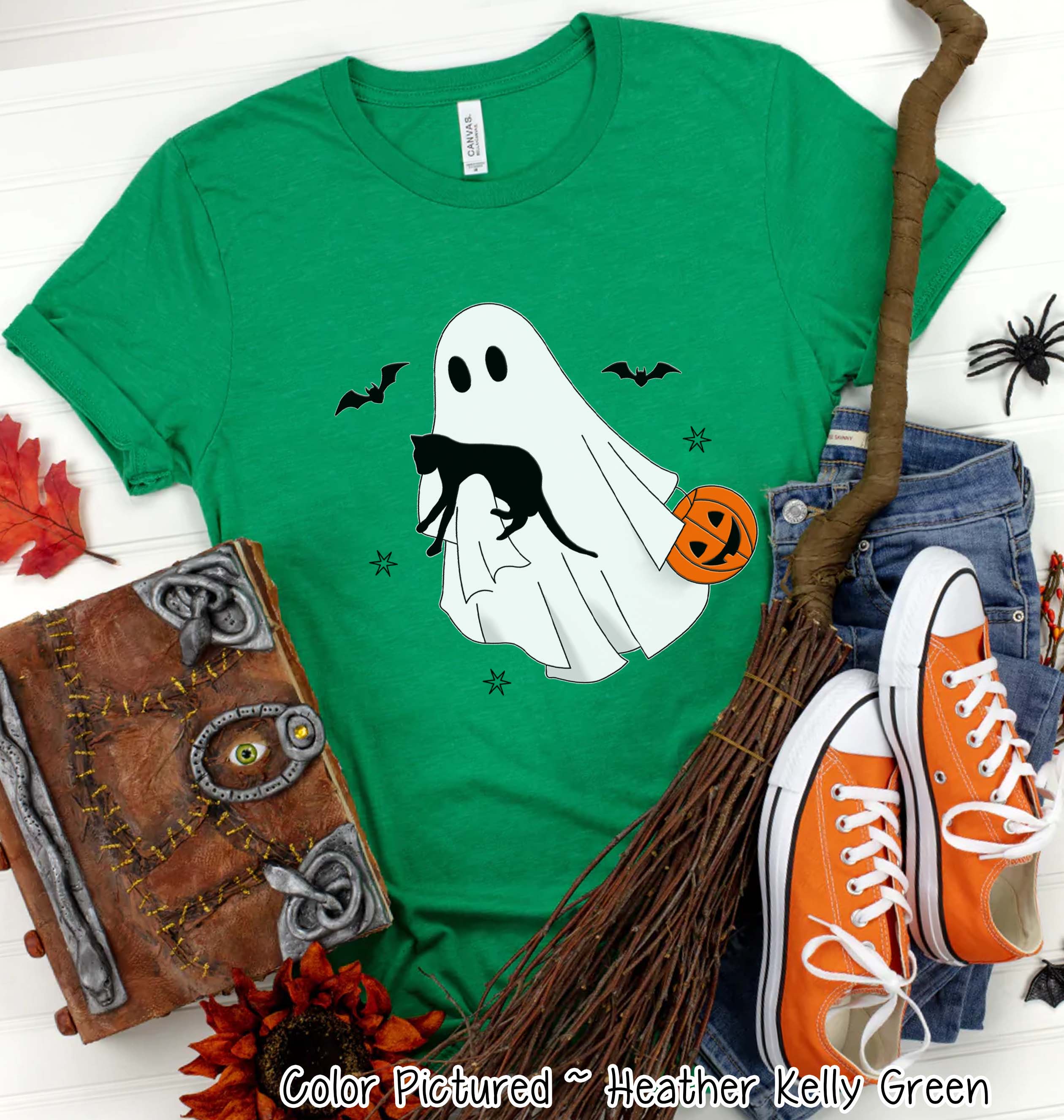 Ghost with Cat Halloween Tee