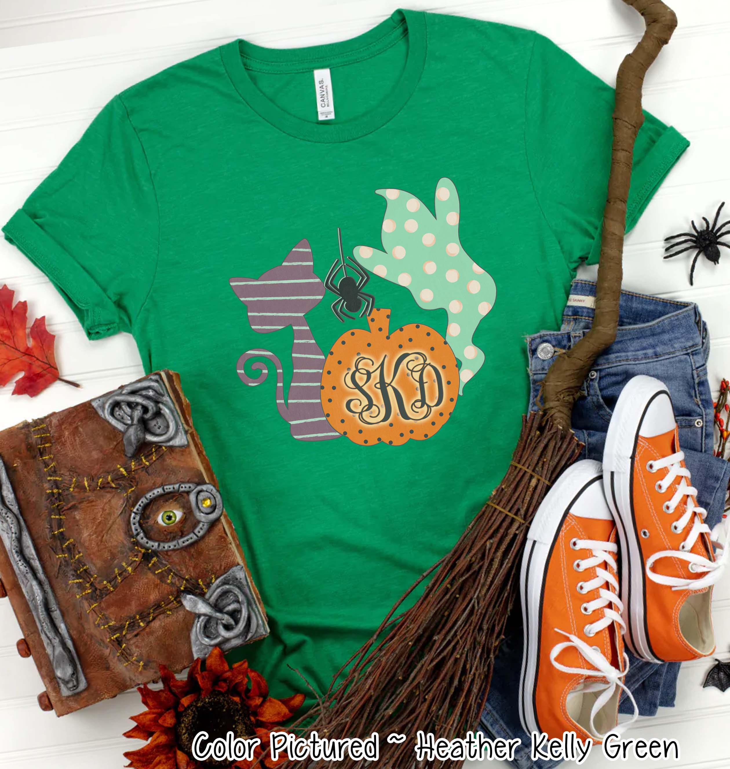Monogram Cat & Pumpkin Halloween Tee