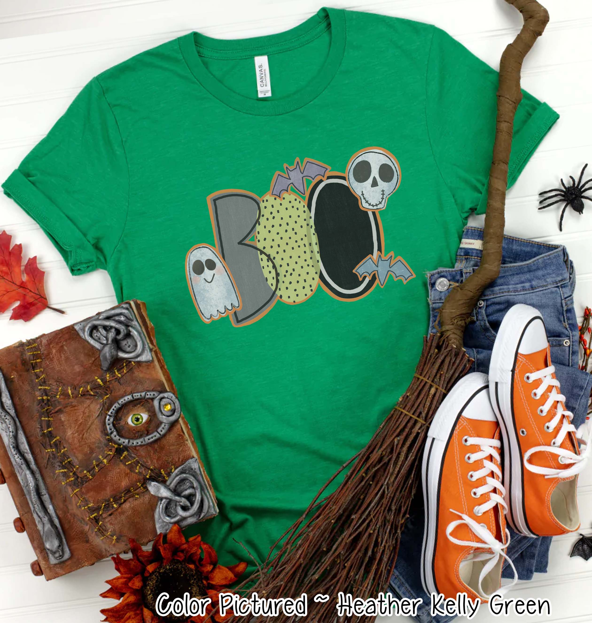 Boo Ghost Bat Skull Halloween Tee