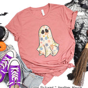 Boho Floral Ghost White Halloween Tee
