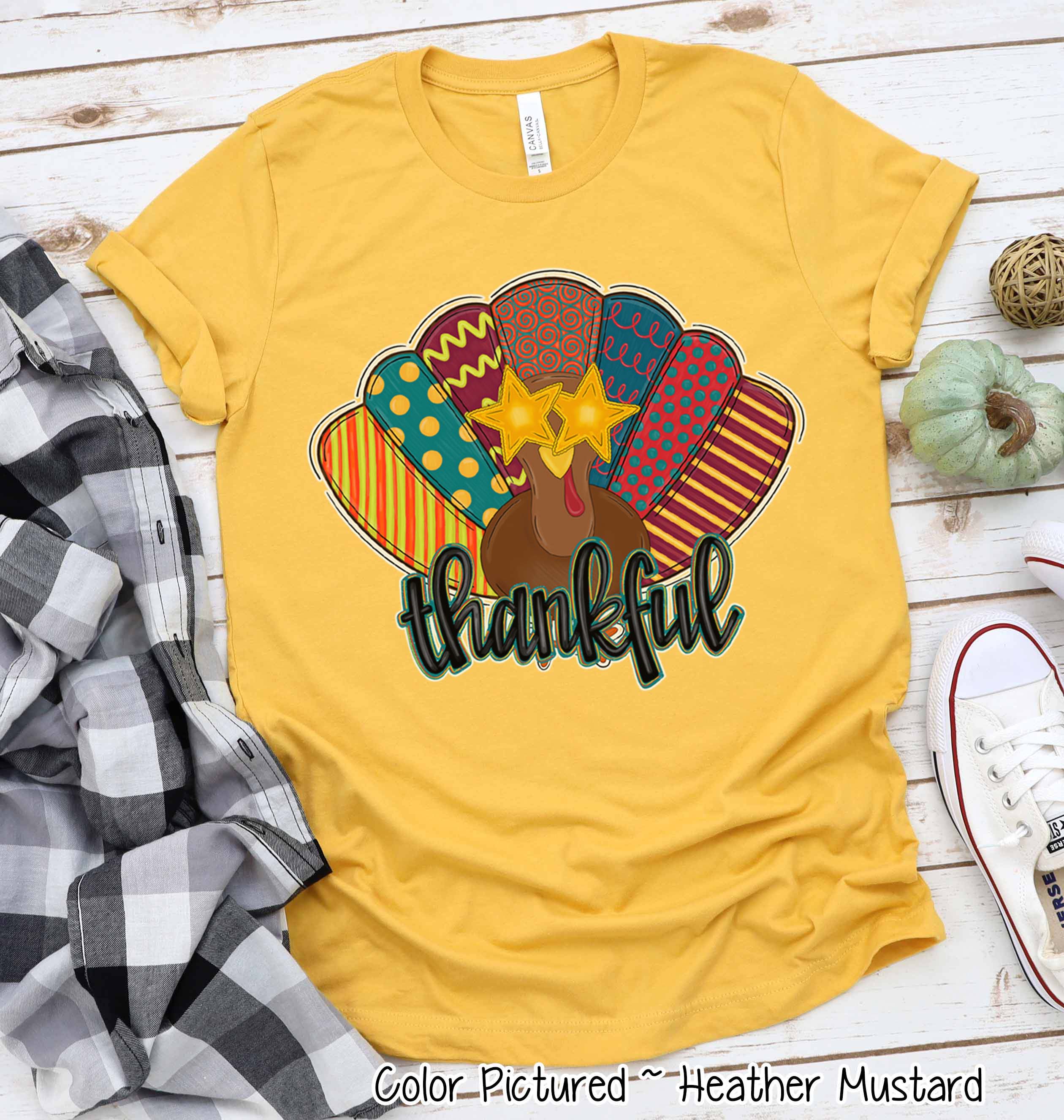 Fun Thankful Turkey Fall Thanksgiving Tee