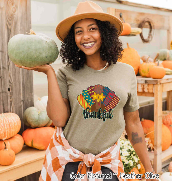 Fun Thankful Turkey Fall Thanksgiving Tee