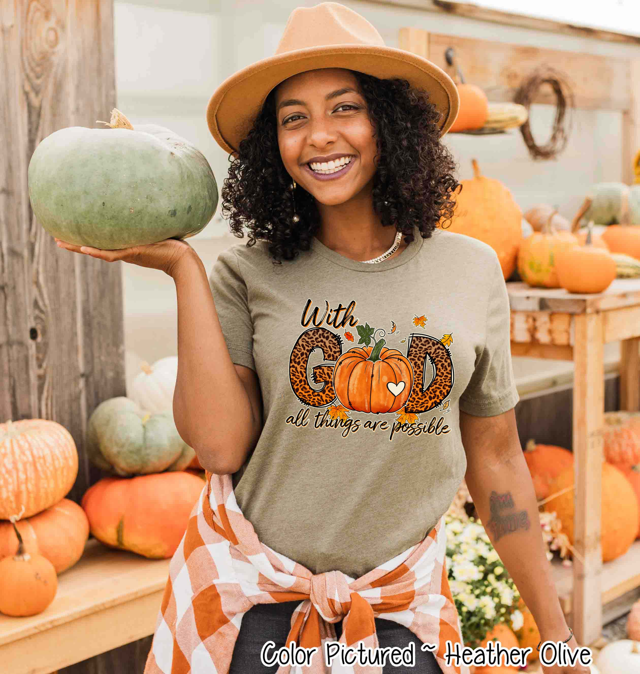 With God All Things are Possible Fall Thanksgiving Tee