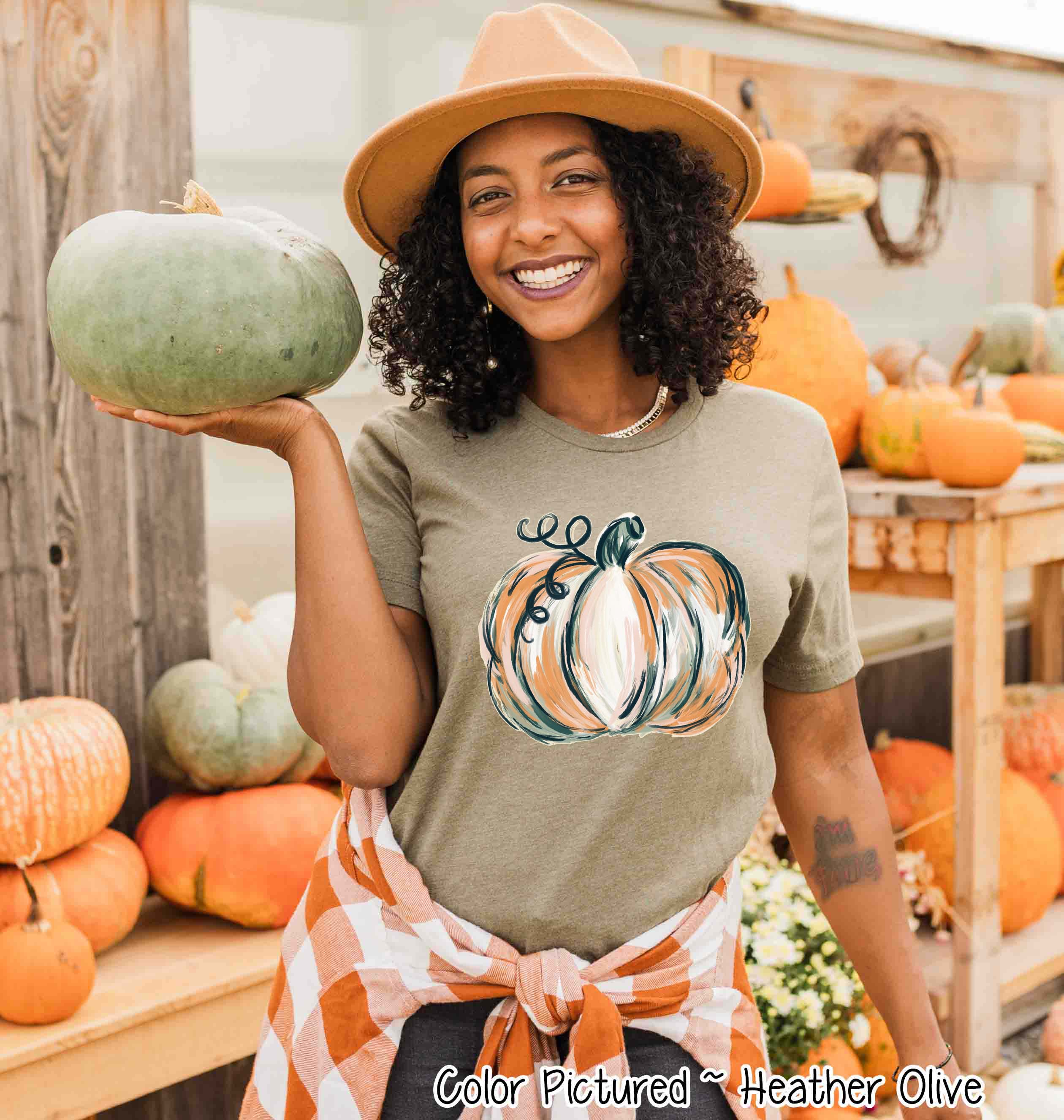Beautiful Watercolor Pumpkin Fall Thanksgiving Tee