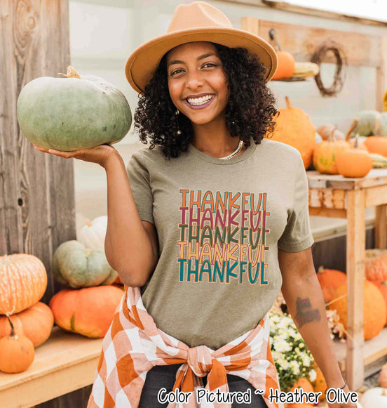 Thankful Stack Fall Thanksgiving Tee