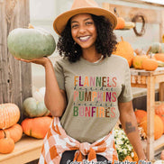 Flannels Hayrides Pumpkins Sweaters Bonfires Fall Thanksgiving Tee