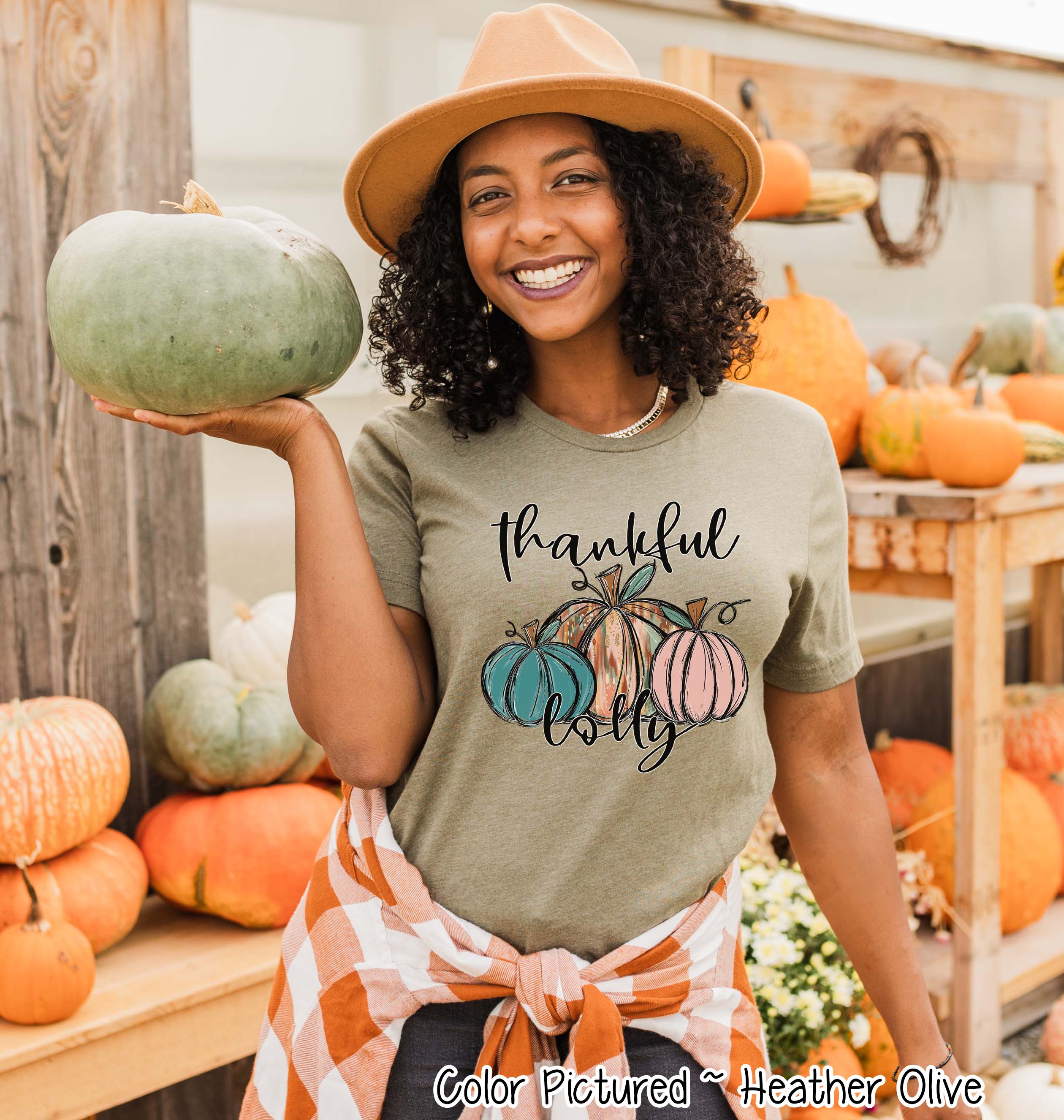 Personalized Thankful Pumpkin Trio Fall Thanksgiving Tee