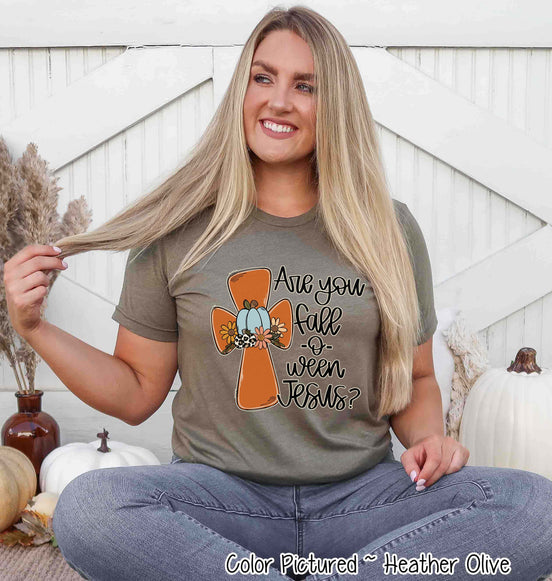 Are You Fall-O-Ween Jesus Cross Fall Halloween Tee
