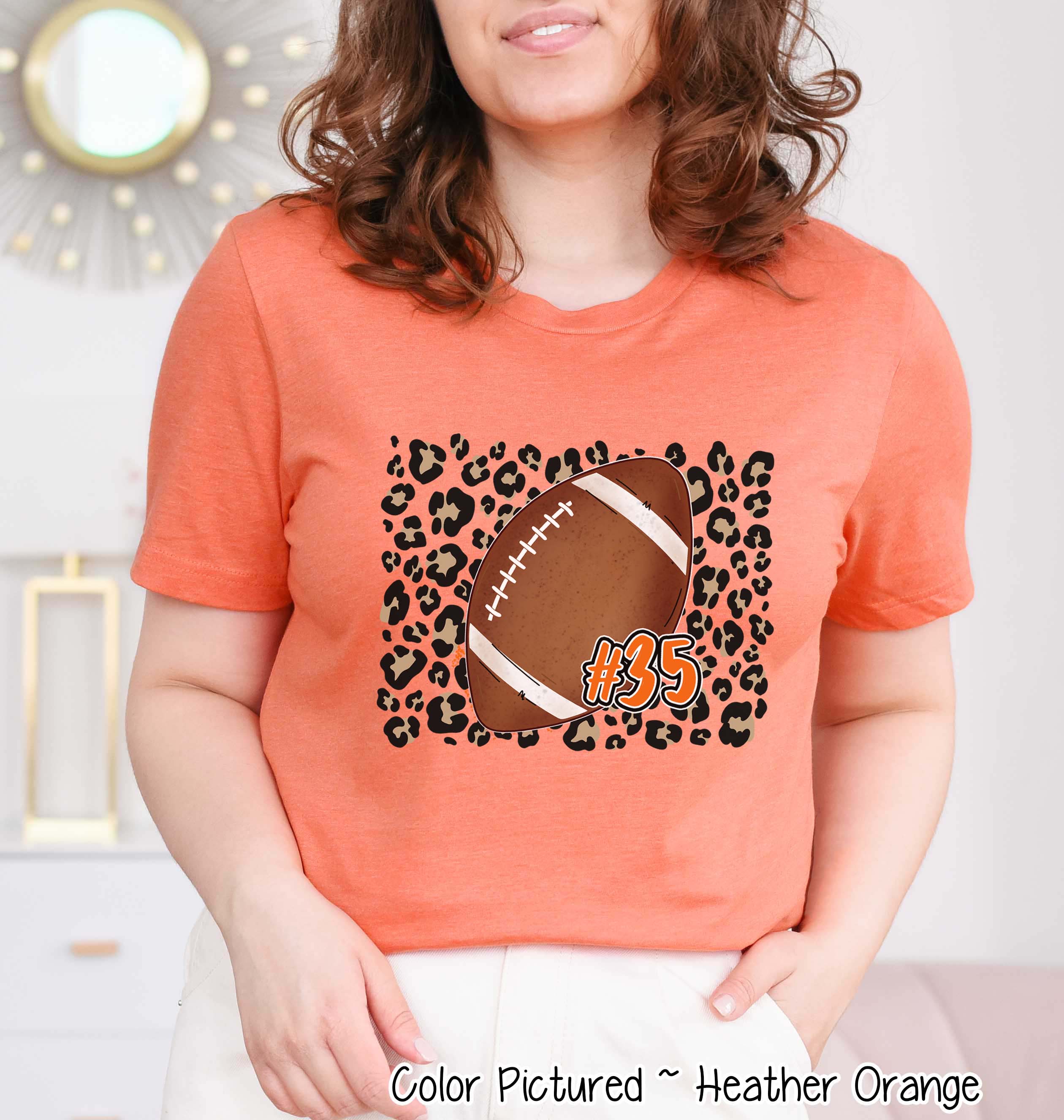 Personalized Leopard Football Number Game Day Fan Tee