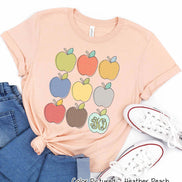 Monogram Apple Grid Back To School Student and Teacher Tee