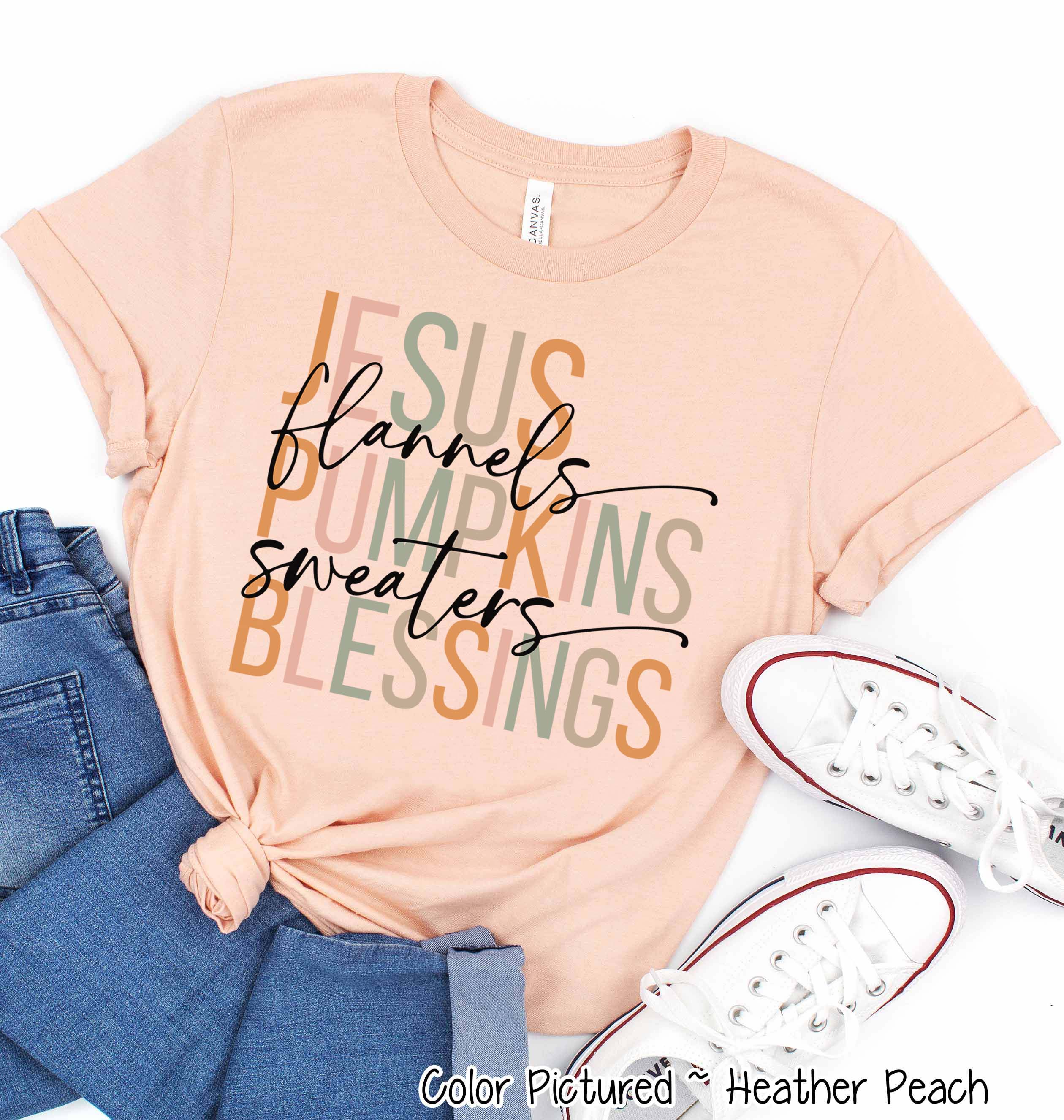 Jesus Blessings Pumpkin Flannel Sweater Blessings Fall Tee