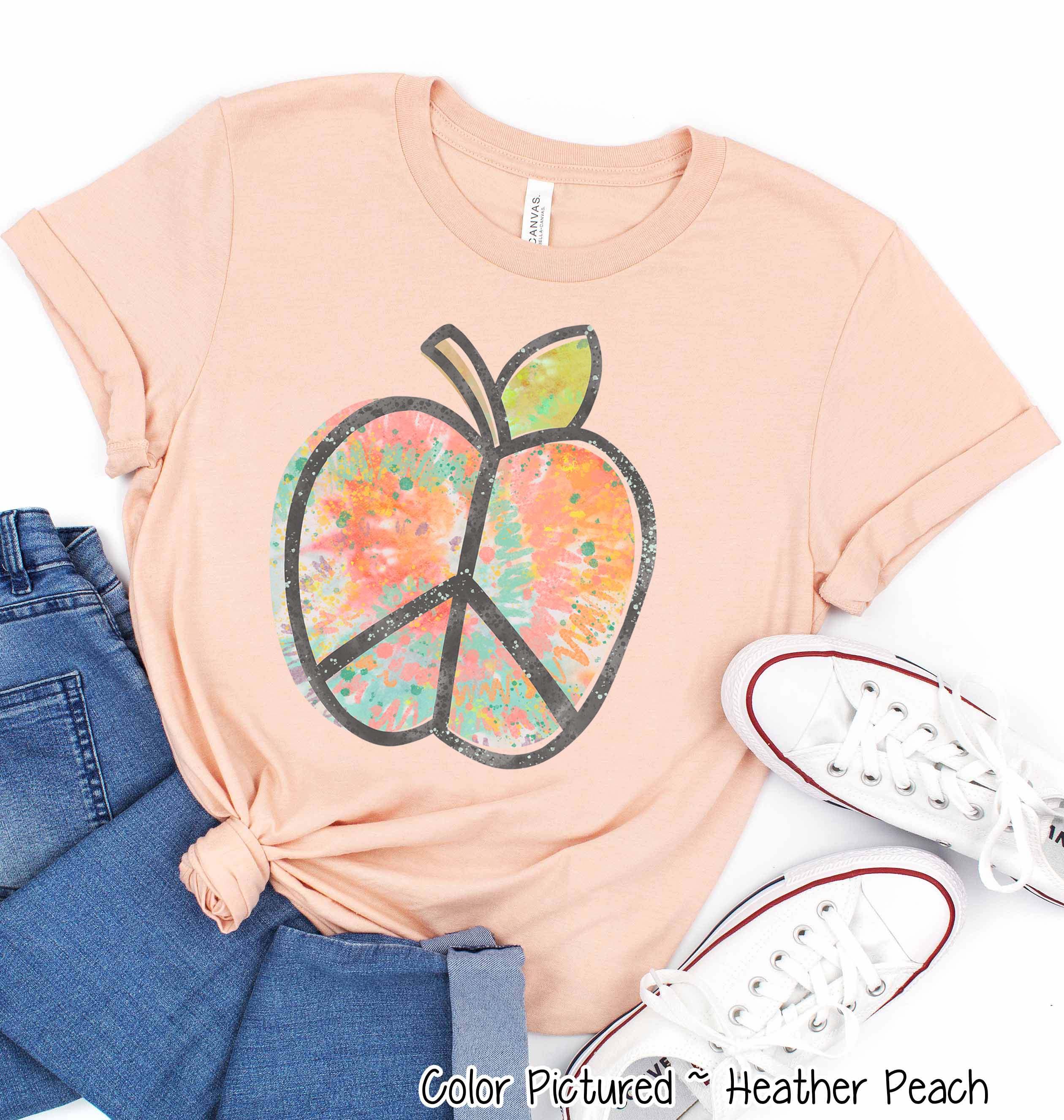 Tie Dye Peace Apple Back to School Tee