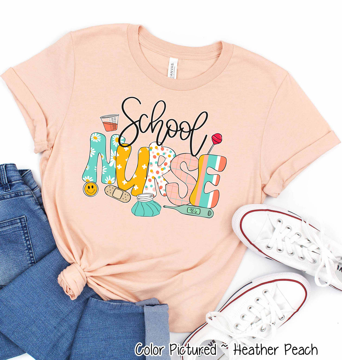 School Nurse Cute Doodle Icon Tee