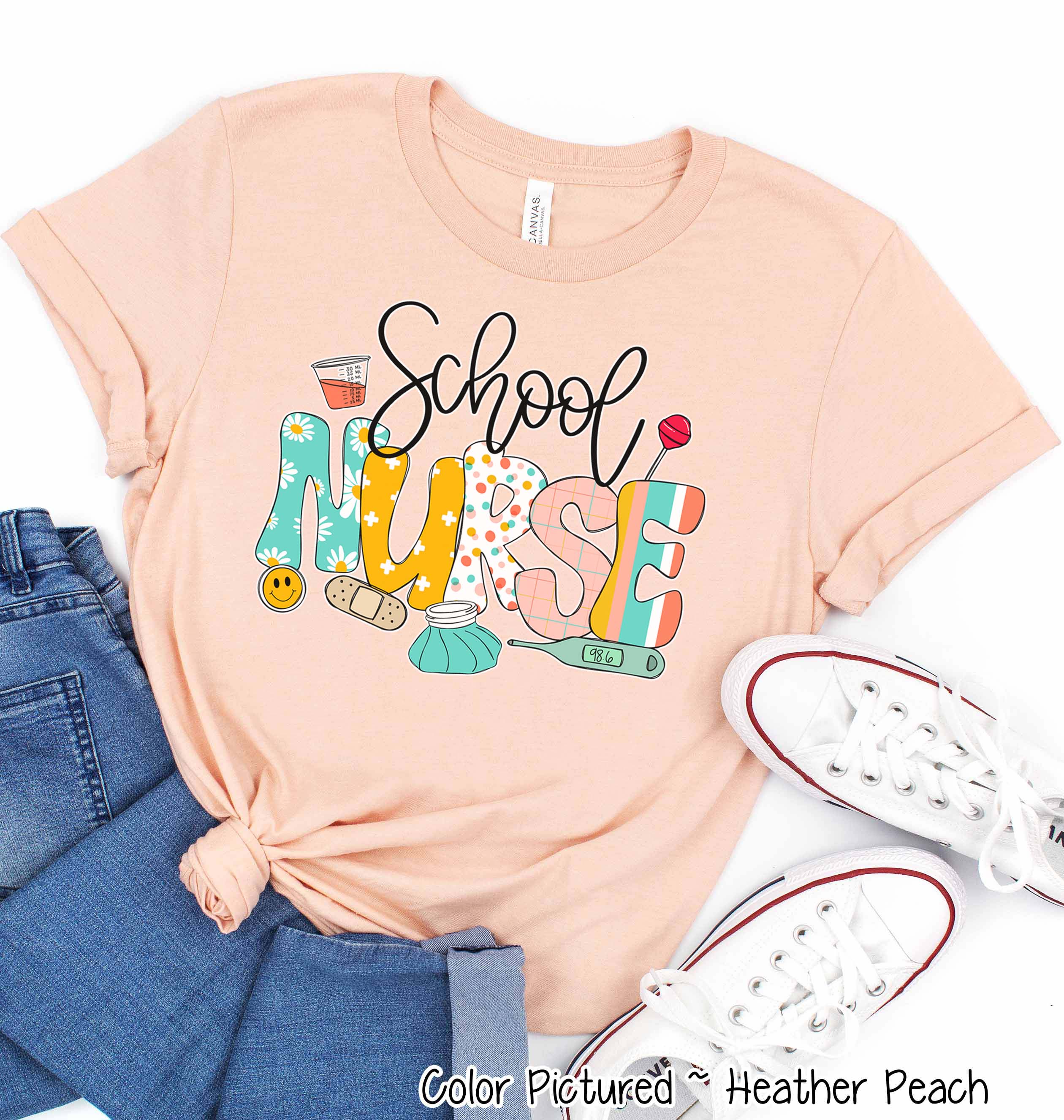 School Nurse Cute Doodle Icon Tee