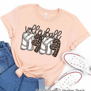 Doodle Letter Leopard Volleyball Mama Tee