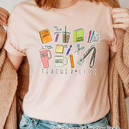 Monogram Teacher Life Doodle Icon Tee