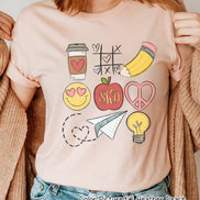 Monogram Back to School Tic Tac Toe Teacher Icon Tee