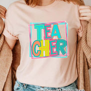 Neon Retro Fun Teacher Tee