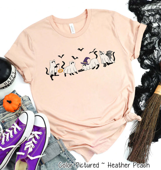 Ghost Cat Line Halloween Tee