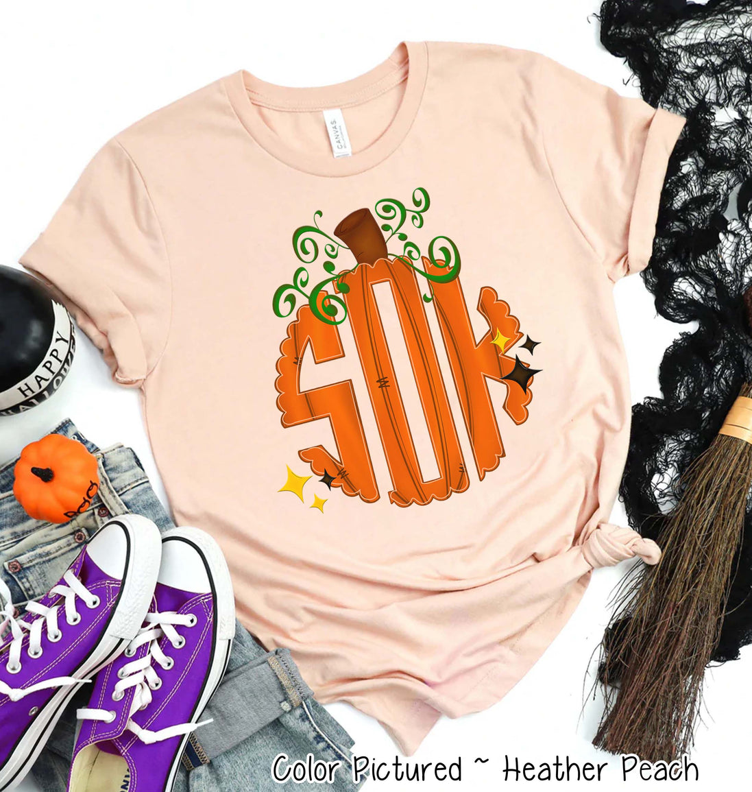 Big Monogram Pumpkin Halloween Tee