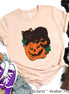 Retro Black Cat Pumpkin Halloween Tee
