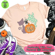 Monogram Cat & Pumpkin Halloween Tee