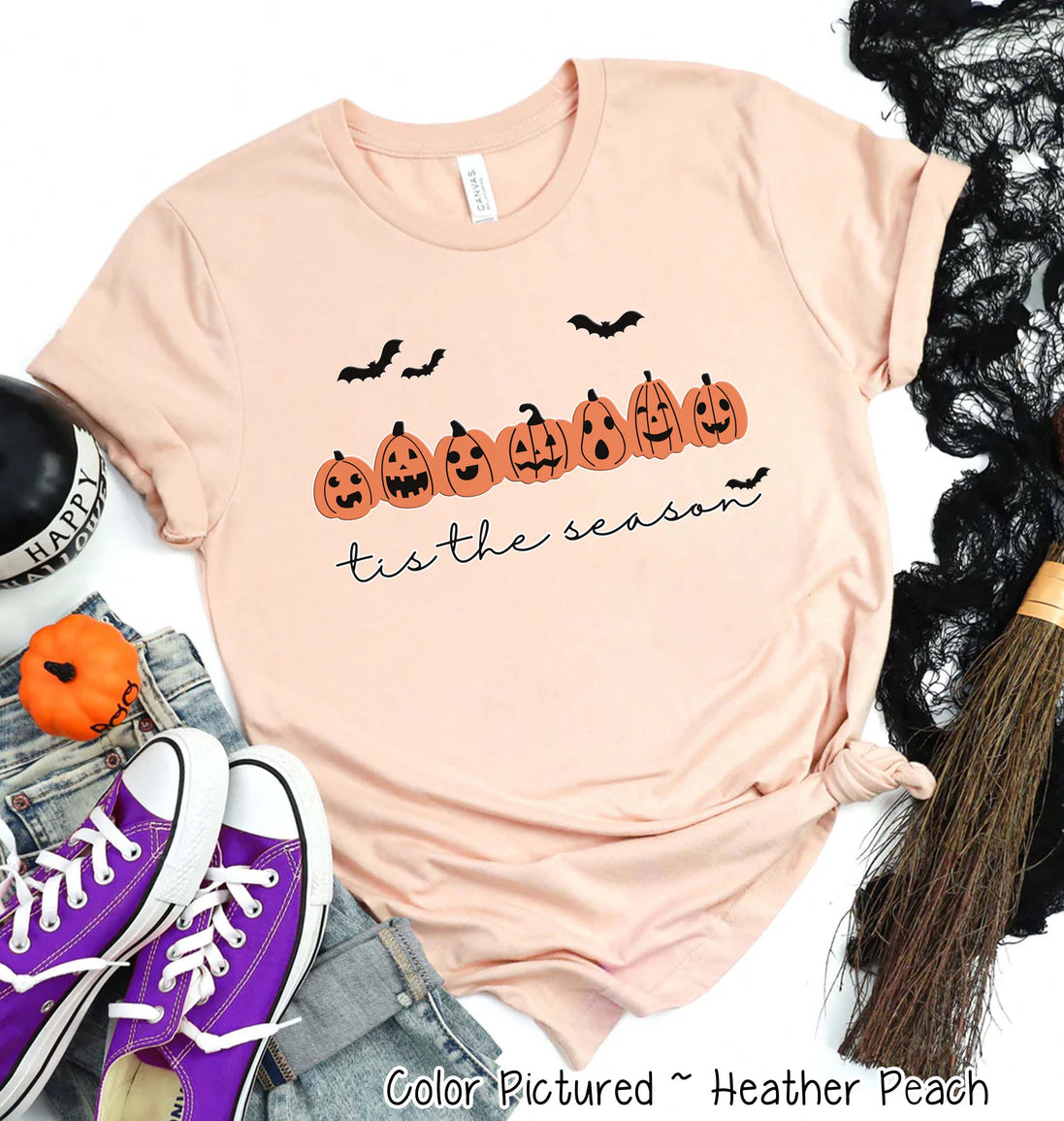 Tis The Season Pumpkin Line Halloween Tee