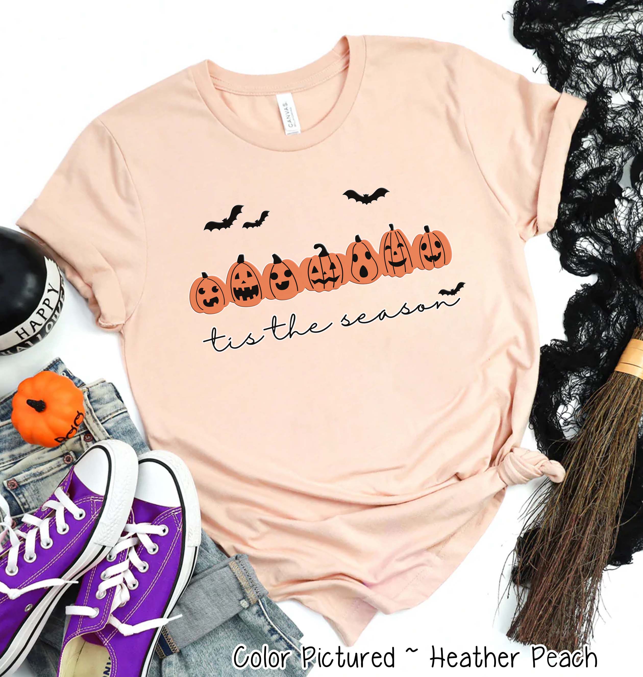 Tis The Season Pumpkin Line Halloween Tee
