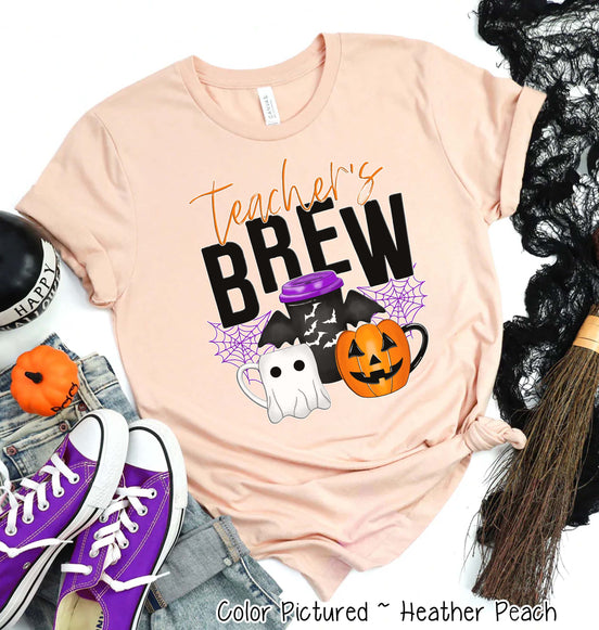 Teacher's Brew Coffee Lovers Teacher Halloween Tee