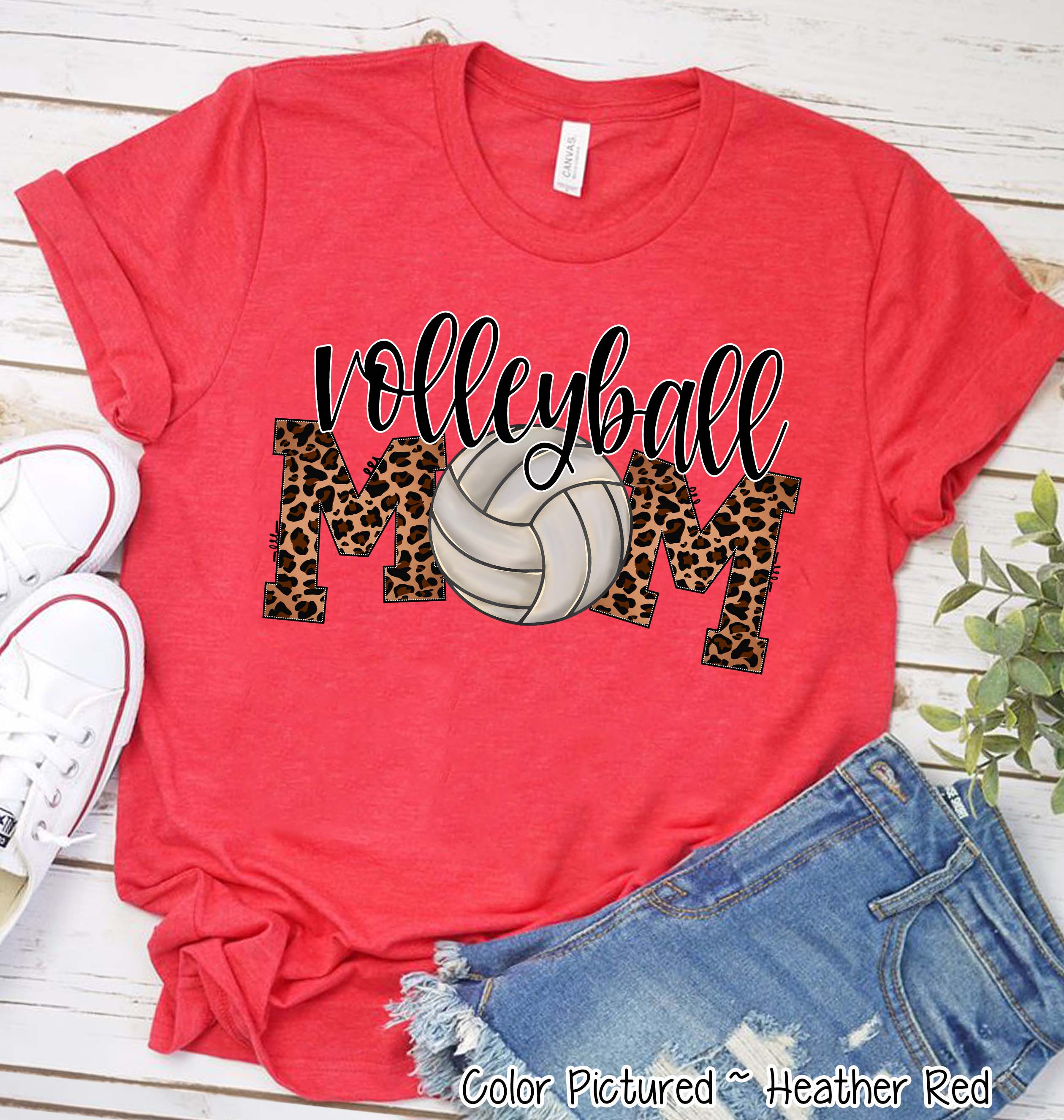 Volleyball Leopard Mom Tee