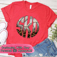 Volleyball Leopard Big Monogram Tee