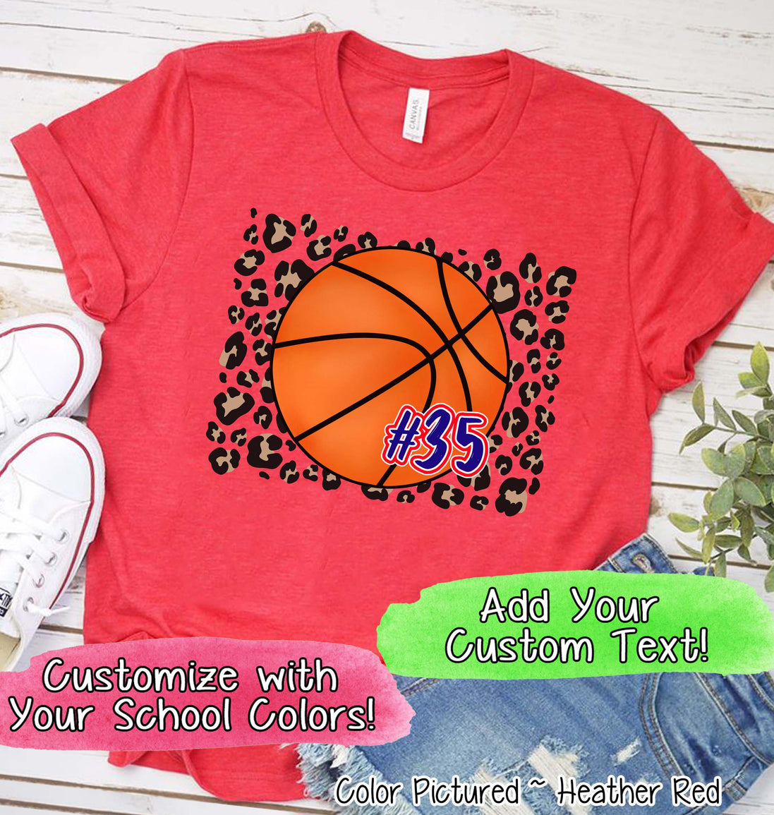 Personalized Leopard Basketball Fan Tee