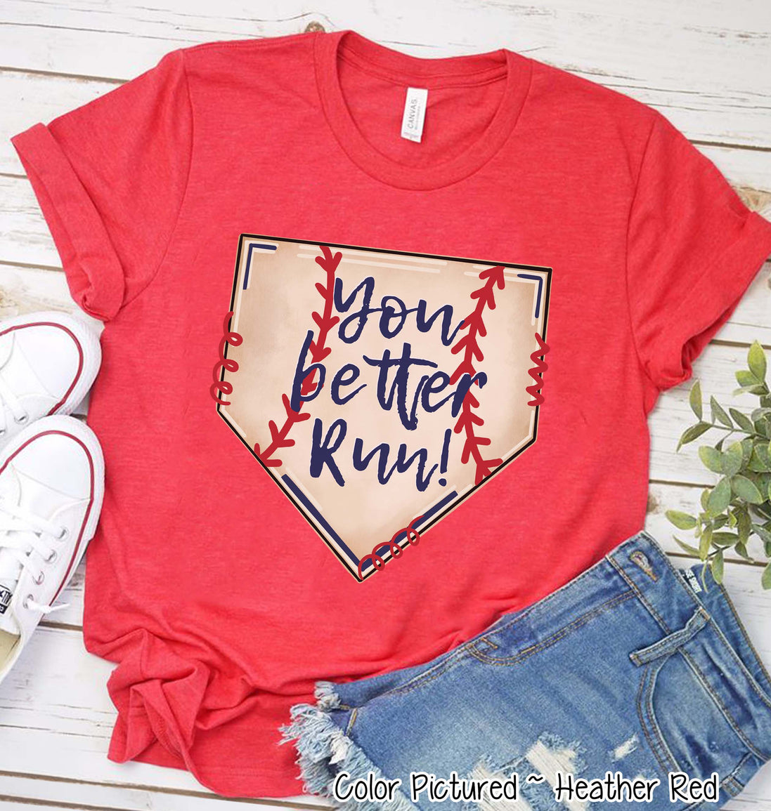 Baseball You Better Run Cute Fan Tee