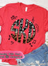 Band Choir Music Notes Leopard Big Monogram Tee