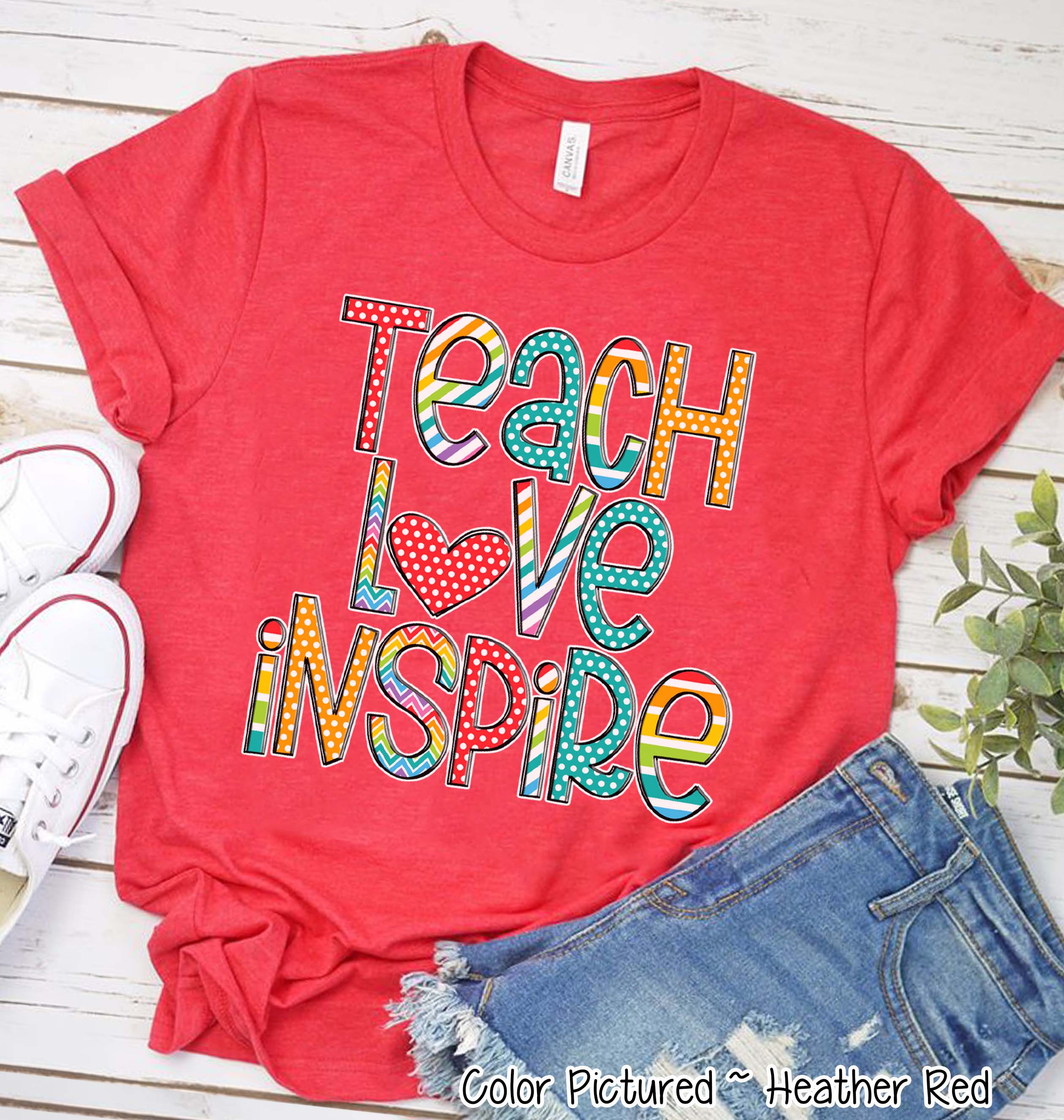 Teach Love Inspire Motivational Teacher Tee