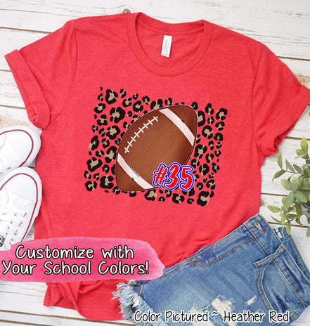 Personalized Leopard Football Number Game Day Fan Tee