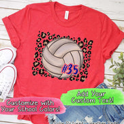 Personalized Leopard Volleyball Fan Tee