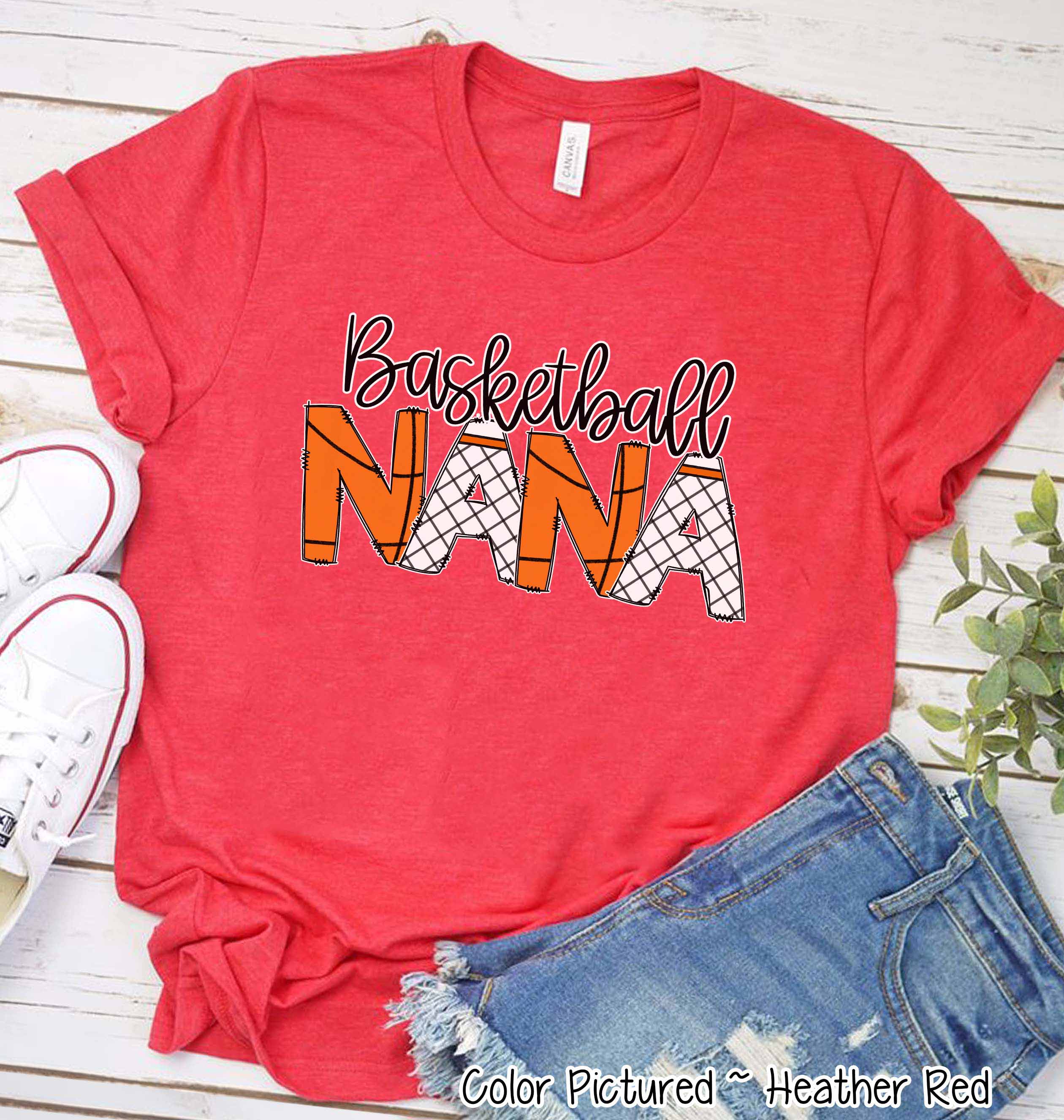 Basketball Nana Doodle Letter Game Day Tee