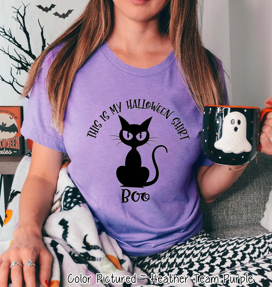Black Cat Boo This Is My Halloween Shirt Halloween Tee