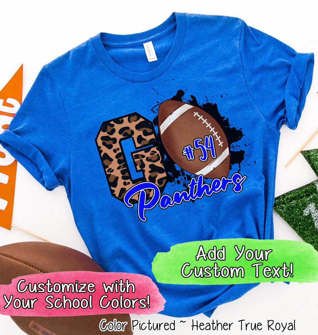 Personalized Leopard GO Football Game Day Fan Tee
