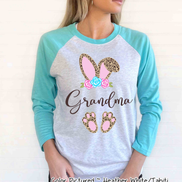 Cheetah Leopard Print Bunny Ears with Grandma Easter Tee