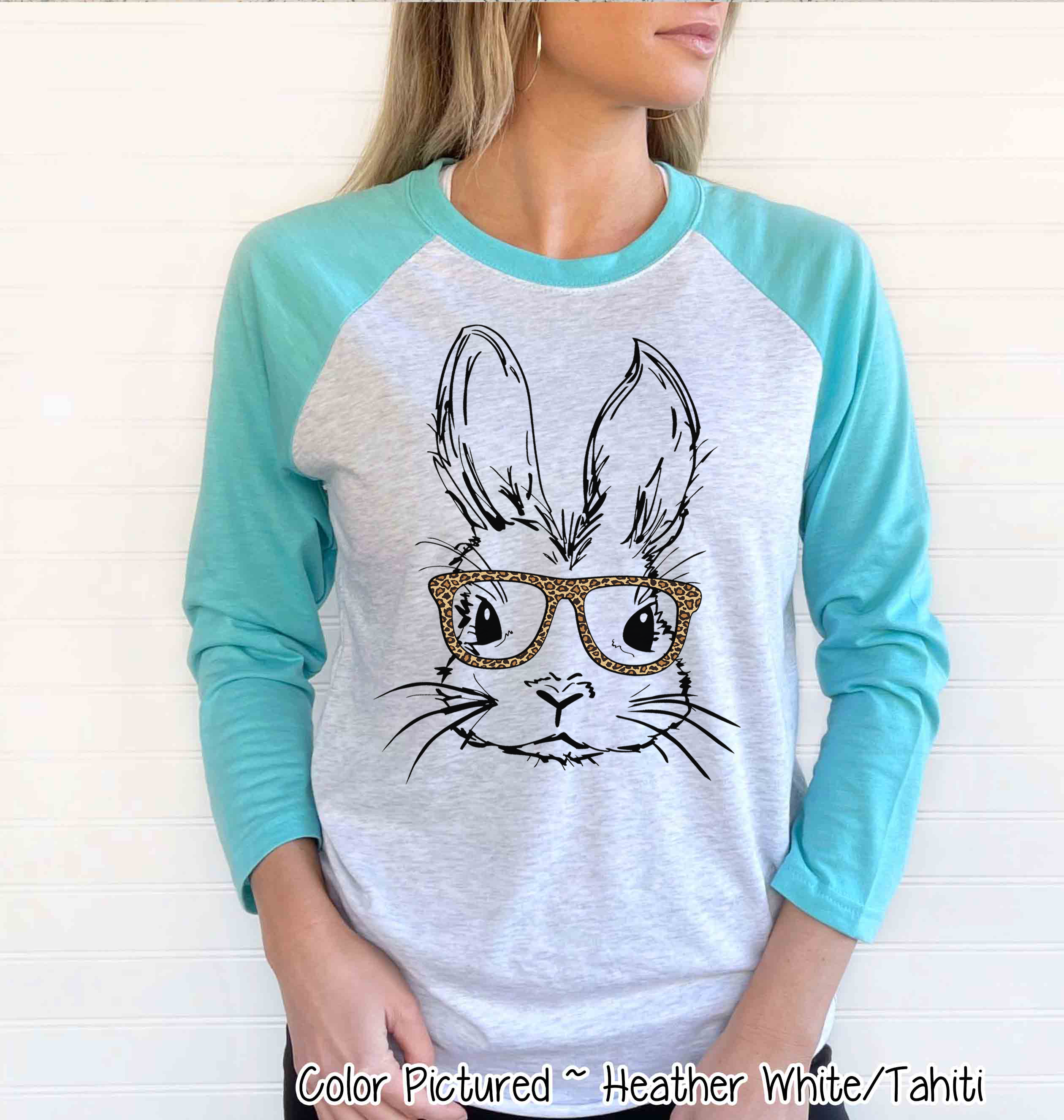 Bunny with Leopard Glasses Easter Tee