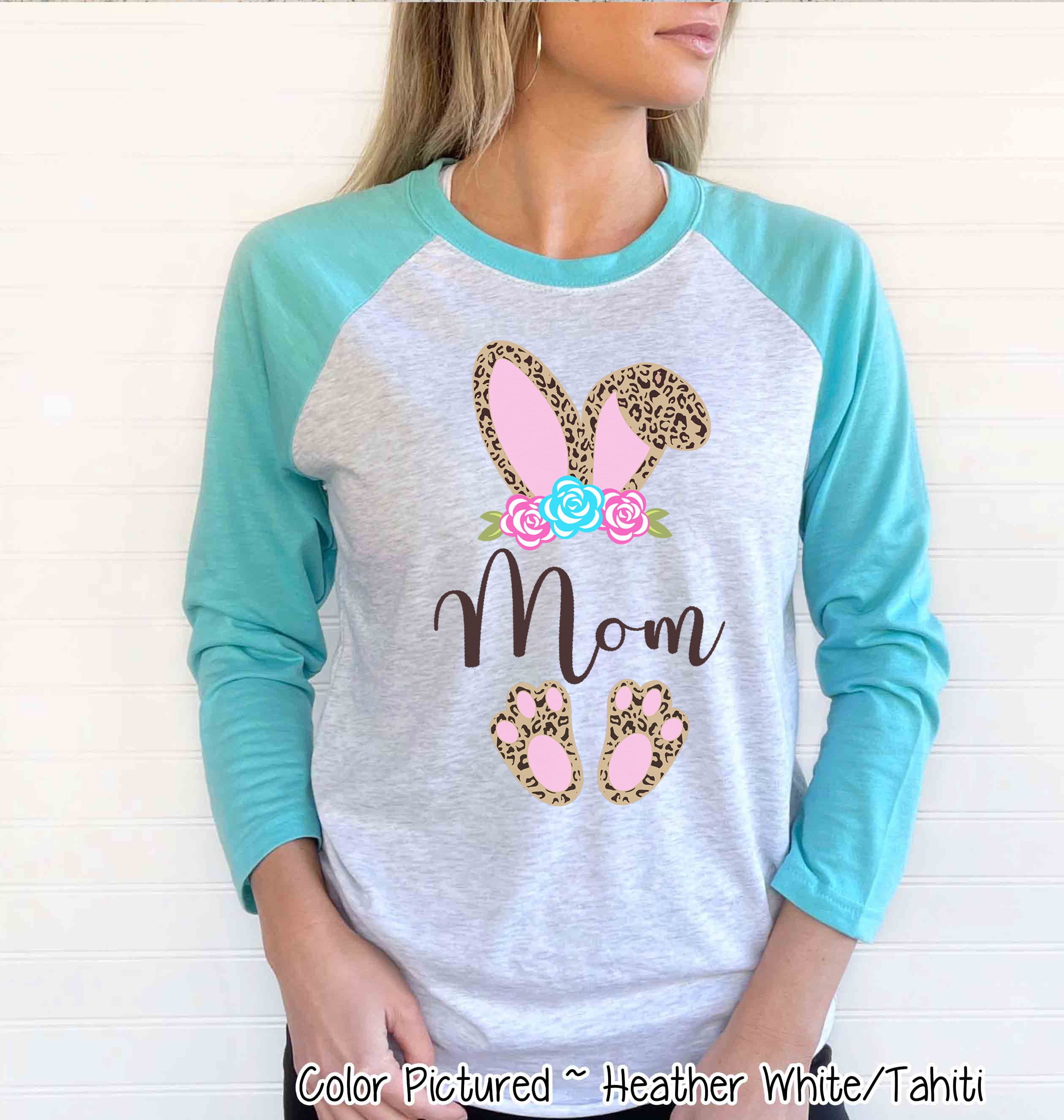 Cheetah Leopard Print Bunny Ears with Mom Easter Tee