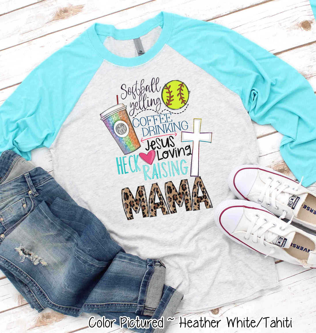 Softball Yelling Jesus Loving Mom Tee