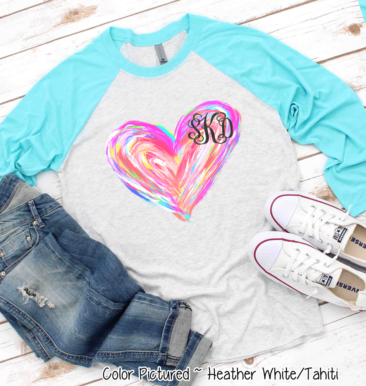Monogram Watercolor Valentine Heart Shirt
