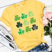 Monogram Watercolor Shamrocks St Patricks Day Tee