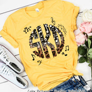 Band Choir Music Notes Leopard Big Monogram Tee